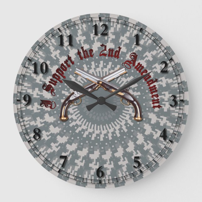 Reloj Redondo Grande Apoyo la 2da enmienda (Anverso)