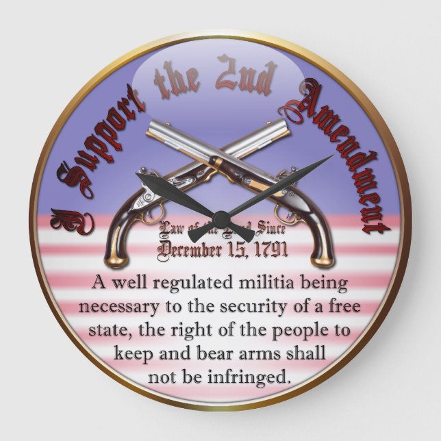 Reloj Redondo Grande Apoyo la 2da enmienda (Anverso)