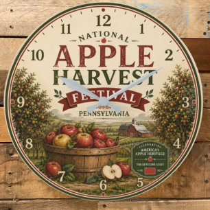 Reloj Redondo Grande Apple Harvest Festival Pennsylvania Farmhouse