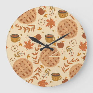 Reloj Redondo Grande Apple Pie Autumn: Gráficos de época