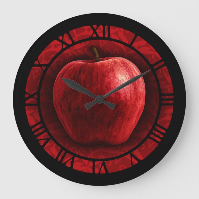 Reloj Redondo Grande Apple rojo (Anverso)