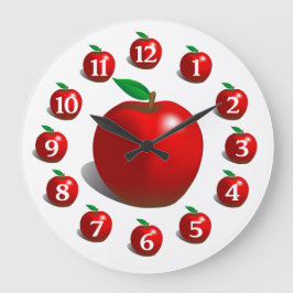 Reloj Redondo Grande Apple rojo registra