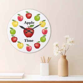 Reloj Redondo Grande Apple Time, Delicioso, Abuela Smith, Variedad Rosa