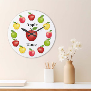 Reloj Redondo Grande Apple Time, Delicioso, Abuela Smith, Variedad Rosa