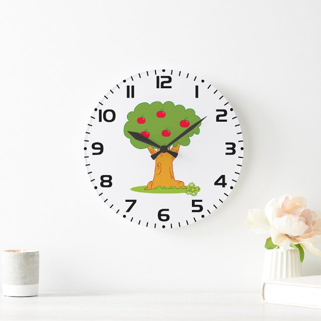 Reloj Redondo Grande Apple Tree Whimsical Red Apples (Subido por el creador)