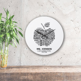 Reloj Redondo Grande Apreciación del profesor negro Typograhy Apple