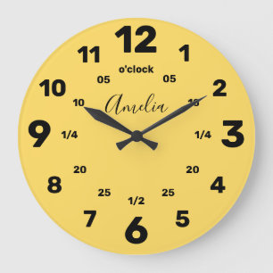 Reloj Redondo Grande Aprende a decir la hora Personalizado Nombre G