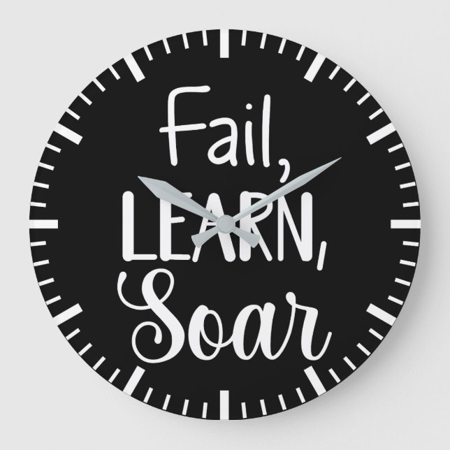 Reloj Redondo Grande Aprender, fallar, aumentar - Gimnasio, rizo, éxito (Anverso)