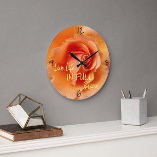 Reloj Redondo Grande Apricot Rosa Flower Close Photo