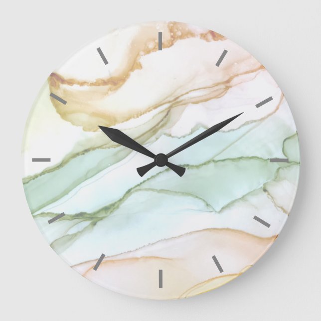 Reloj Redondo Grande Apricot verde pastoral abstracto grande (Anverso)