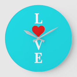 Reloj Redondo Grande Aqua Blue LOVE Heart