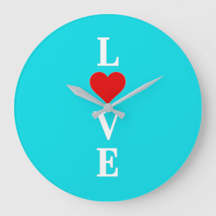 Reloj Redondo Grande Aqua Blue LOVE Heart