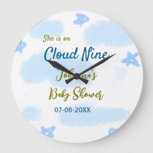 Reloj Redondo Grande Aqua dorado ella está en la nube nueve shower de n