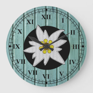 Reloj Redondo Grande Aqua Faux Wood & Edelweiss
