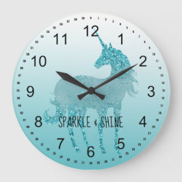 Reloj Redondo Grande Aqua Unicorn Sparkle