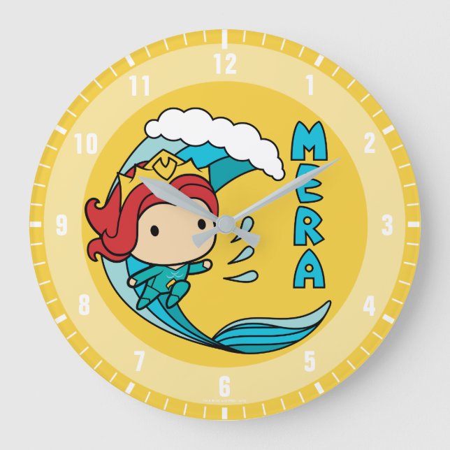 Reloj Redondo Grande Aquaman | Gráfico Chibi Mera Riding Wave (Anverso)