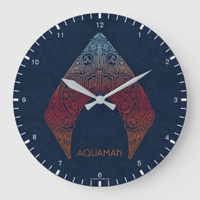 Reloj Redondo Grande Aquaman | Paisley Aquaman Logo (Anverso)