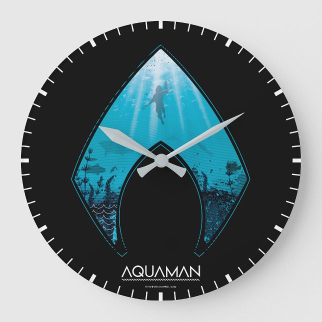 Reloj Redondo Grande Aquaman | See Through Aquaman Logo Ocean Graphic (Anverso)