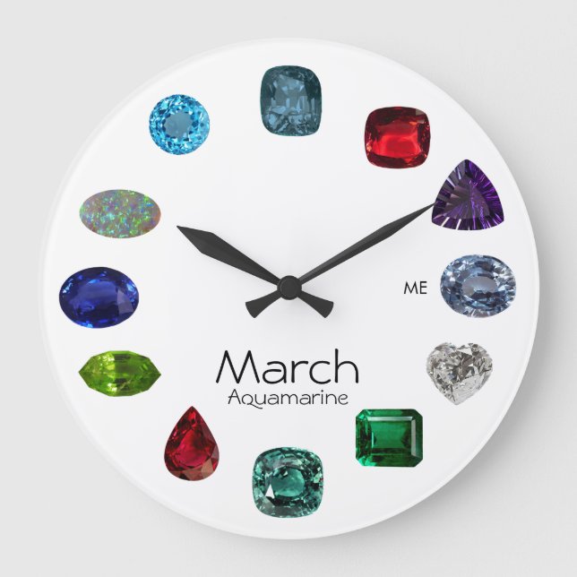 Reloj Redondo Grande Aquamarine, March Birthstone (Anverso)