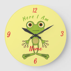 Reloj Redondo Grande Aquí estoy la rana linda Thunder_Cove 