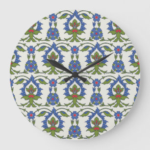 Reloj Redondo Grande Árabe Tradicional: Iznik Tile Seamless.