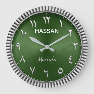 Reloj Redondo Grande Arabic Numeral Modern Islamic Luxury Emerald Green