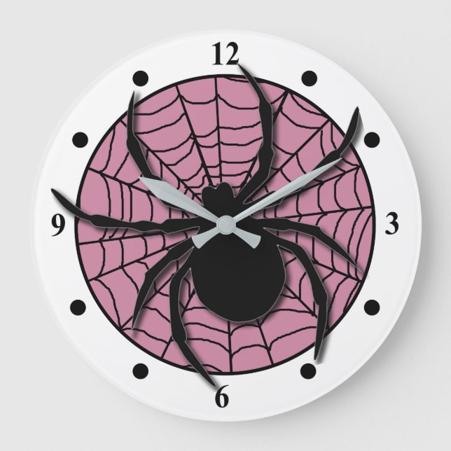 Reloj Redondo Grande Araña enorme juguetona del Web de araña (Anverso)