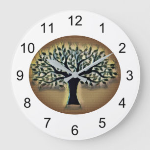 Reloj Redondo Grande Árbol afronta el paisaje amarillo acuático