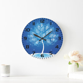 Reloj Redondo Grande Árbol blanco en la nieve