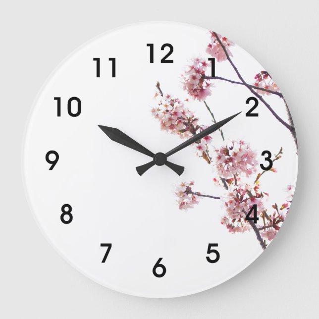 Reloj Redondo Grande Árbol de cerezas en flor (Anverso)