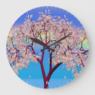 Reloj Redondo Grande Árbol de flores