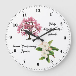 Reloj Redondo Grande Árbol de flores de cerezo