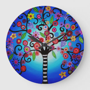 Reloj Redondo Grande Árbol de la pintura de Mitzvah del palo de la