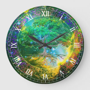 Reloj Redondo Grande Árbol de la salud de la vida