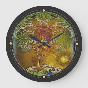 Reloj Redondo Grande Árbol de las ilustraciones de la vida
