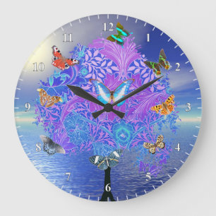 Reloj Redondo Grande Árbol de mariposa