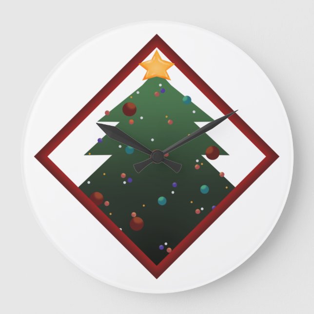 Reloj Redondo Grande Árbol de Navidad (Anverso)