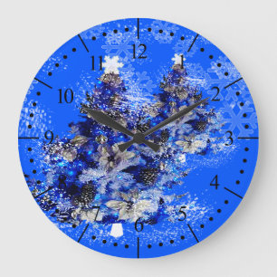 Reloj Redondo Grande árbol de navidad azul