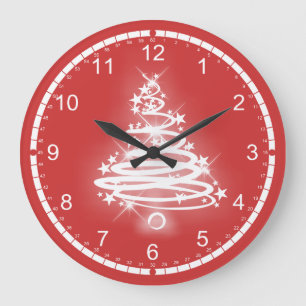 Reloj Redondo Grande Árbol de Navidad blanco zen