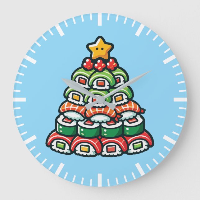 Reloj Redondo Grande Árbol de Navidad Boba - Funny Bubble Tea Holiday (Anverso)