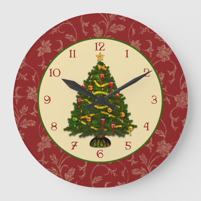 Reloj Redondo Grande Árbol de navidad festivo (Anverso)