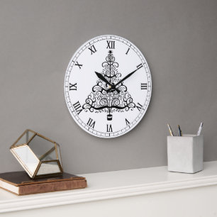 Reloj Redondo Grande Árbol de Navidad vintage decorativo rollo victoria
