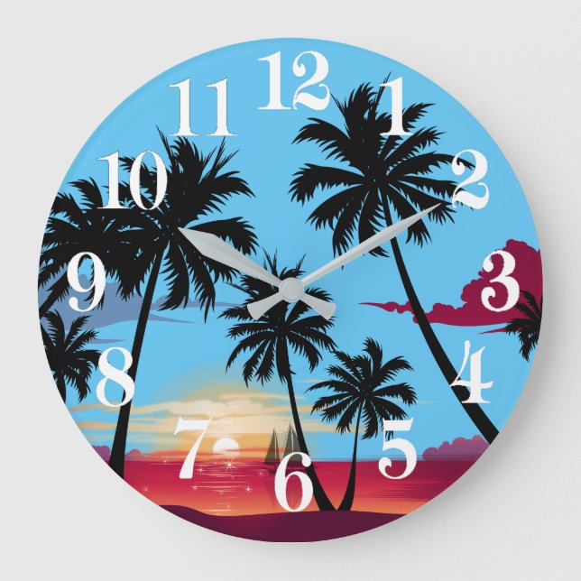 Reloj Redondo Grande Árbol de palma (Anverso)