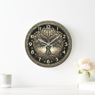 Reloj Redondo Grande Árbol de vida en reloj grande de oro