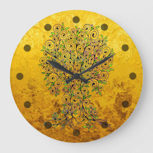 Reloj Redondo Grande Árbol De Vida - Espirales Salen Frutas 1