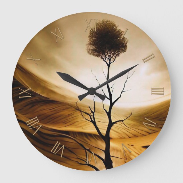 Reloj Redondo Grande Árbol del desierto solitario (Anverso)