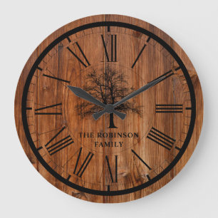 Reloj Redondo Grande Árbol genealógico rústico Campo