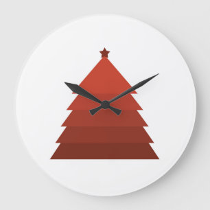Reloj Redondo Grande Árbol navideño rojo grande