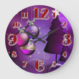Reloj Redondo Grande Árbol púrpura grande de la chuchería del navidad