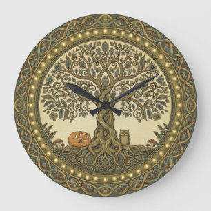 Reloj Redondo Grande Árbol Sagrado de la Vida Arte Celta